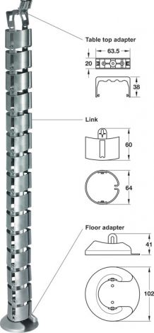 815 mm Kabelfuehr.Vertikal weiss.820mm