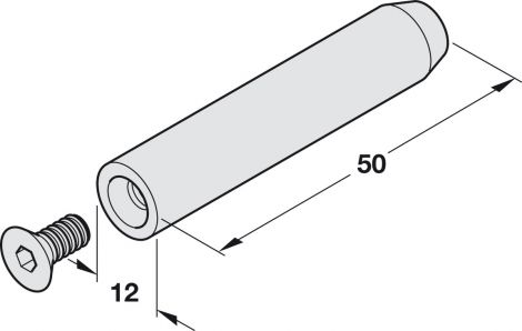 Tragzapfen: gelb chromatiert
Schraube: matt Tragbolzen Simon. St.gchr./Edst. 12x50mm