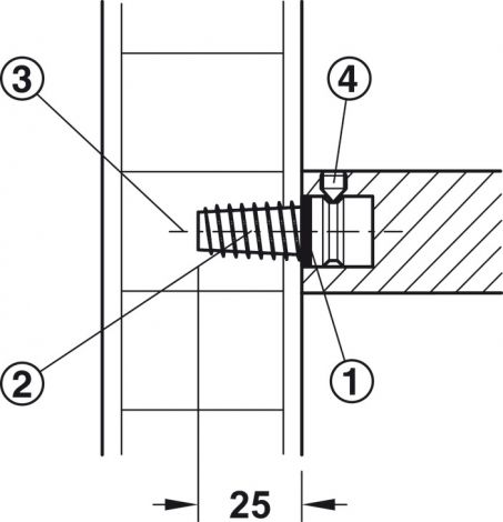 25 mm Montageset Türgriff H/eins.