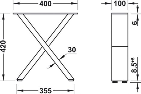 100 mm Bank-Gest. X Stahl400x420x100x30 RAL9005