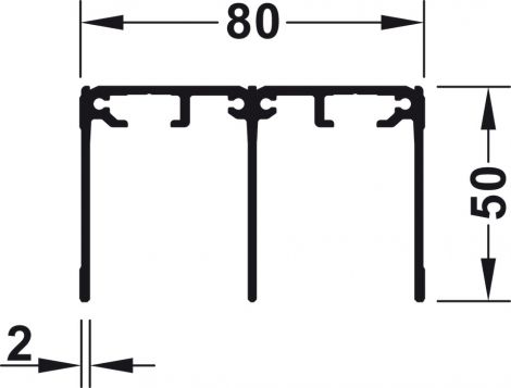 schwarz, eloxiert Slido R-Aluflex Zwei FS 50mm schw. 6,0m