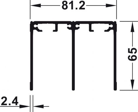 schwarz, eloxiert Slido R-Aluflex Zwei FS 65mm schw. 6,0m