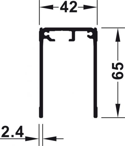 schwarz, eloxiert Slido R-Aluflex Ein. FS 65mm schw. 6,0m