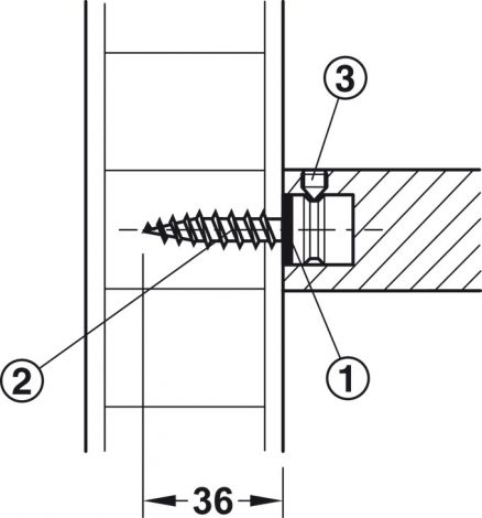 36 mm Montageset Türgriff H/eins.