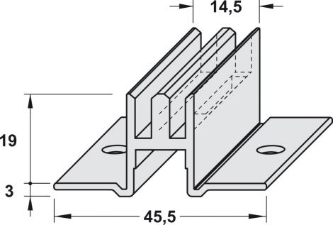 3012 mm Rasterschiene 2-reihig Alu.silb. 3012mm